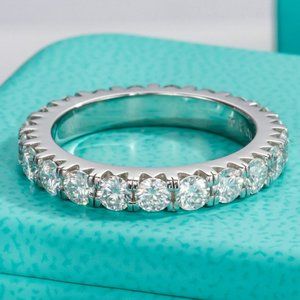 Certified 2~3 ct. t.w. 3mm Moissanite Diamond Full Eternity Band Ring NEW